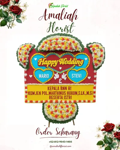 Karangan Papan Bunga Pernikahan di Mlilir